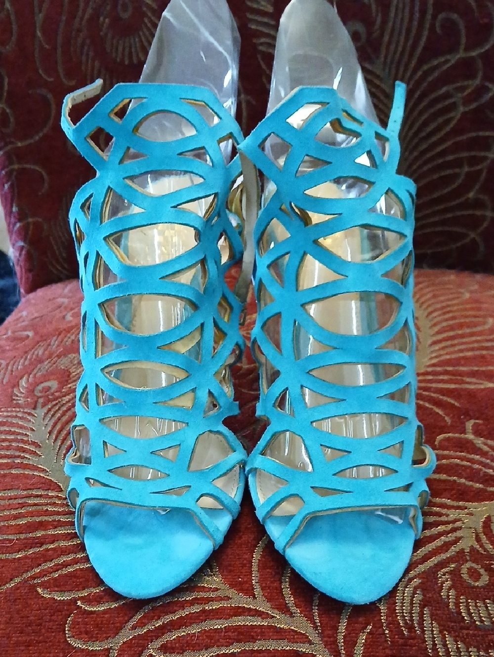 Vince Camuto Turquoise Cutout Strappy High Heel Sandals 8.5